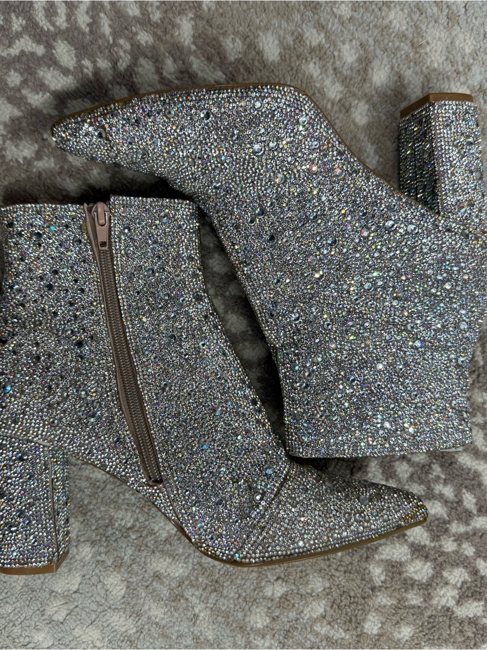 Betsey Johnson Silver Crystal Embellished Ankle Booties